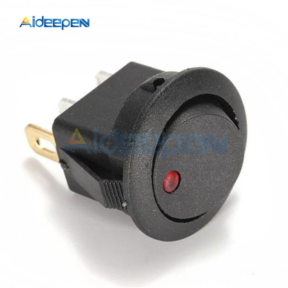 

5Pcs 12V LED/Light Round Rocker ON/OFF Switch Cat Eye Switch 3 Pins with Red Led Lights for Car/Van/Dash/Boat