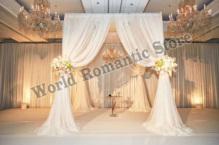 3 м x 3 м x 3 м чистый белый цвет Свадебный павильон шторы с подставкой из нержавеющей стали, свадебные украшения церкви драпировки