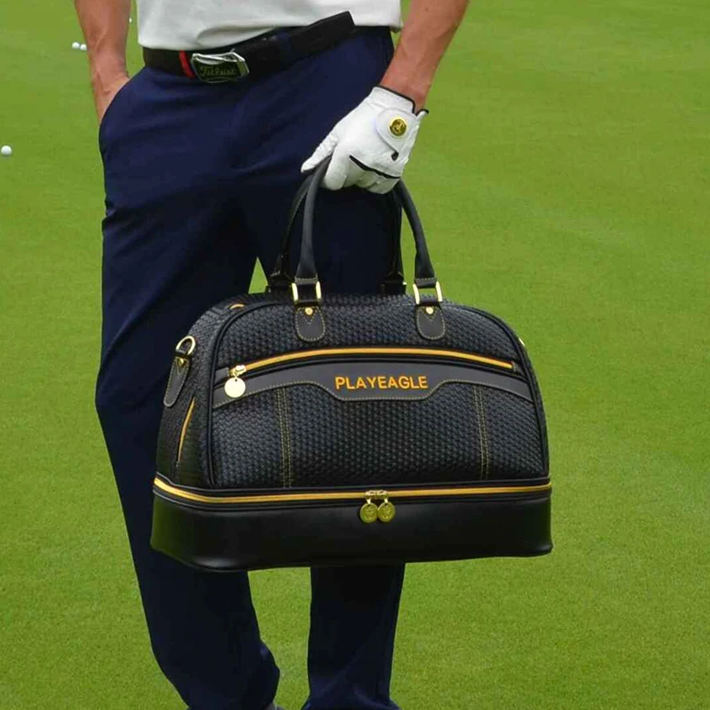 2018 Large Capacity PU Leather Golf Boston Bag Black Color Golf