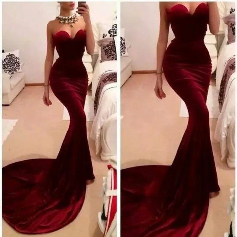 

Verngo 2019 Burgundy Mermaid Long Evening Dress Cheap Formal Long Dress Sweetheart Prom Party Gown