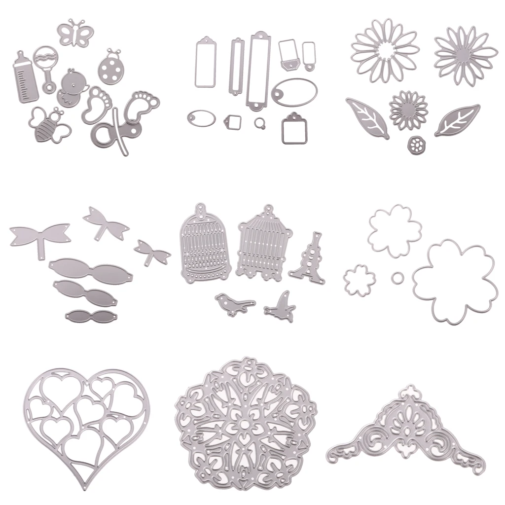 Set of 9 Baby Shower Cutting Dies Stencils Sewing for DIY Scrapbooking Album Stamping Paper Personalized Making 