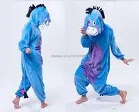 Soft Flannel Cartoon Anime Animal Onesies Pajama Eeyore Donkey Costume For Adults Halloween Carnival Party Clothing