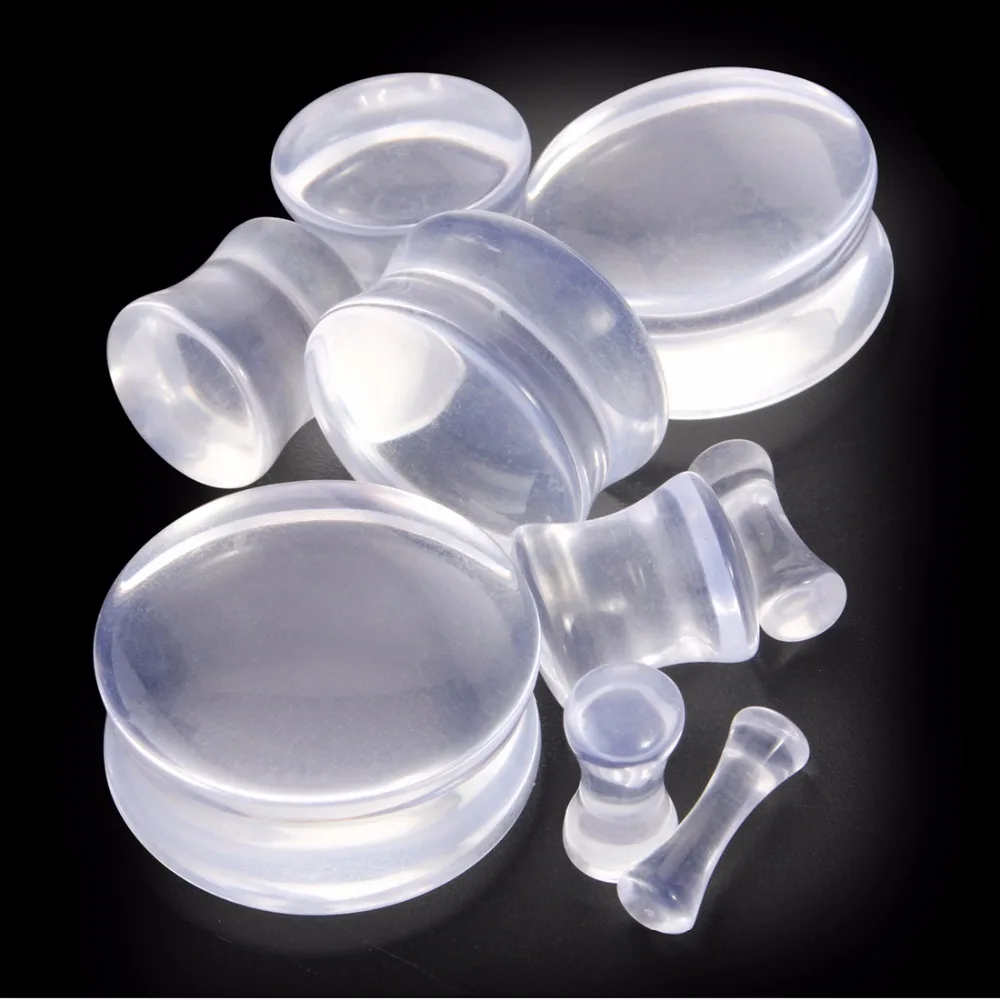 Acrylic Flash Film Double Flared Earring Plugs - Bling Saddle Gauge Expander For Body Piercing Jewelry
