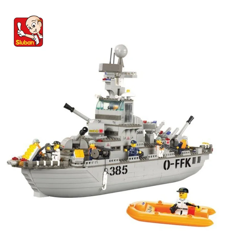 

Sluban Model Toy Compatible B0126 577pcs Military Cruiser Sea Model Building Kits Toys Hobbies Building Model Blocks