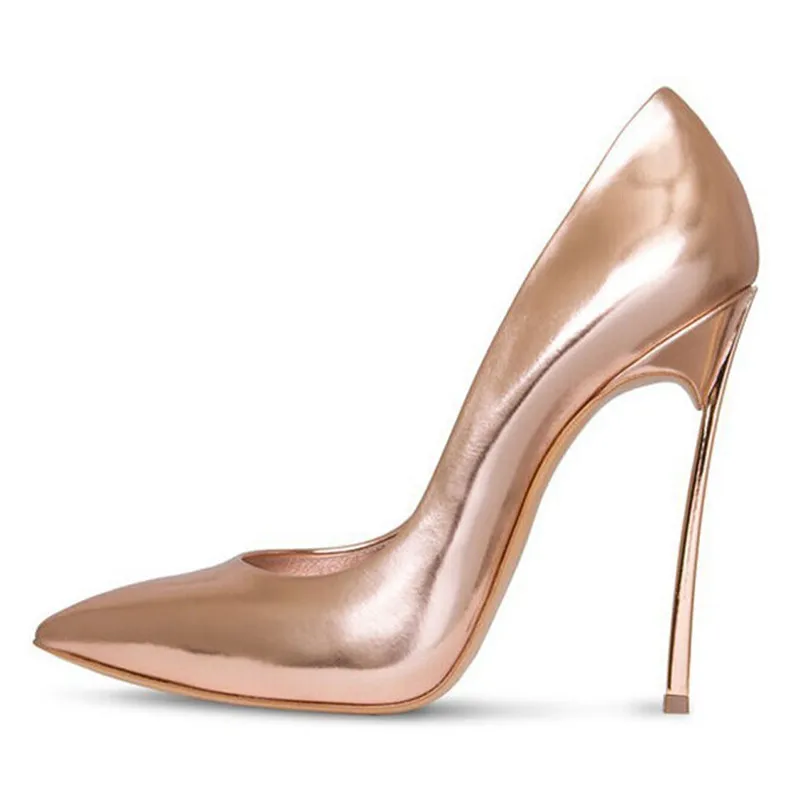 Onlymaker/ г. Пикантные женские вечерние туфли на металлическом каблуке Туфли-лодочки с острым носком на высоком каблуке 12 см обувь золотистого цвета свадебные туфли большой американский Размер 14