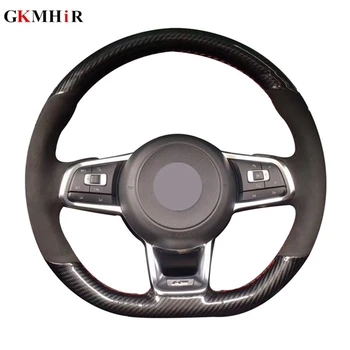 

DIY Fiber Leather Black Suede Car Steering Wheel Cover for Volkswagen Golf 7 GTI Golf R MK7 VW Polo GTI Scirocco 2015 2016