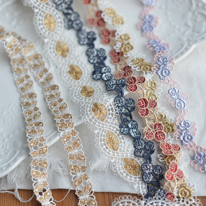 

1yard Ribbon Different Width High-grade Lace Accessories Gold Line Water Soluble Embroidery Clothing Cheongsam Dress Material