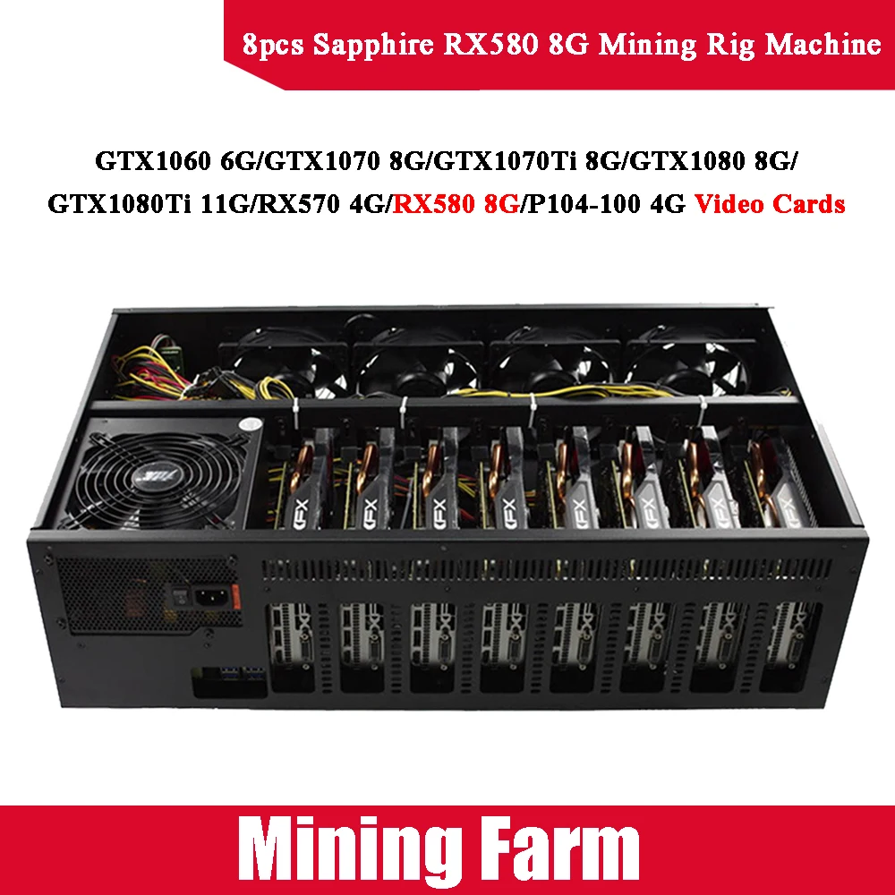 Добыча буровой станок 8 шт. сапфир RX580 г Графика карты AMD 256 бит GDDR5 1340 мГц 7000 PCI Express