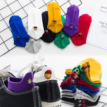 Наряд для родителей и ребенка 5 пар/упак. Kawaii вышитые выражение Для женщин носки для малышей; Модные ботильоны забавные Женские носочки из хлопка Карамельный цвет