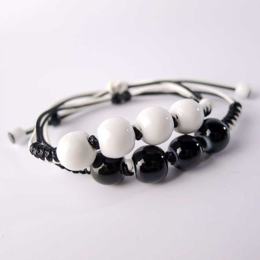 Black and white beads Couple bracelets Hand-made Bohemian Charm Bracelets For Women #EY501