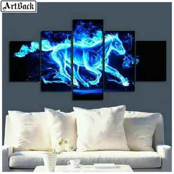 

Animal Diamond Painting Horse Unicorn Full Square Drill Diamond Mosaic 3d Diamond Embroidery Wolf 1 Set 5pcs