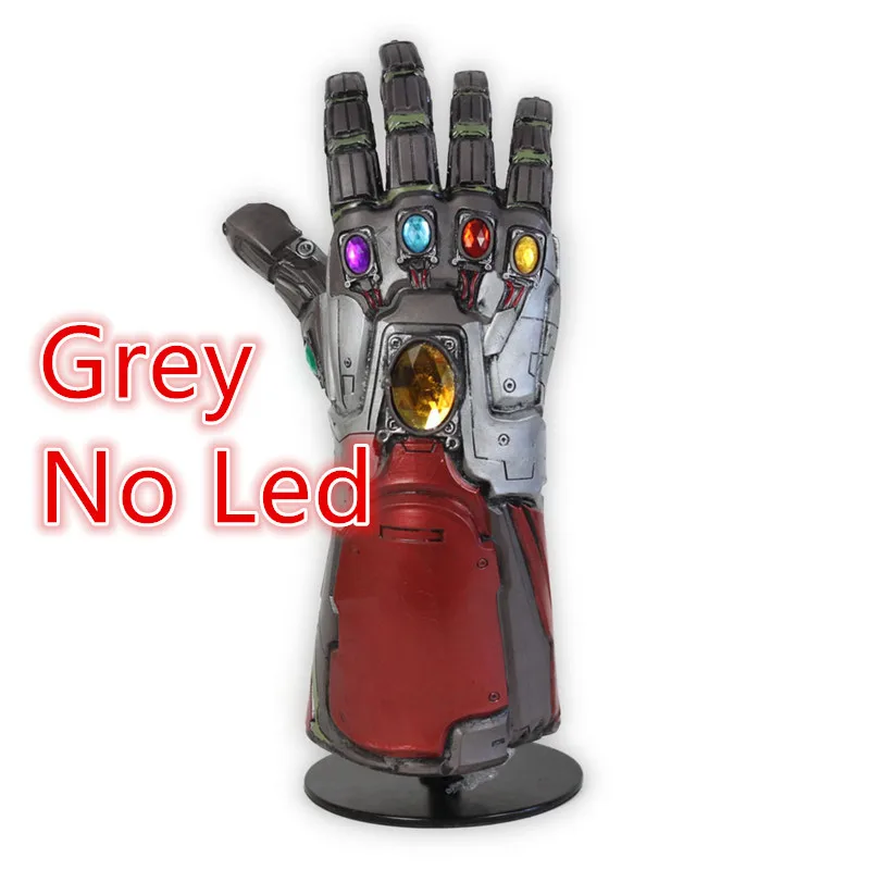 Gery No Led 1:1 светодиодный светильник Железный человек танос камень косплей перчатки Тони Старк супергерой косплей реквизит ПВХ подарок для детей - Цвет: Gery No Led