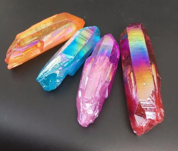 4pcsNatural multicolor quartz crystal mineral quartz crystal rough