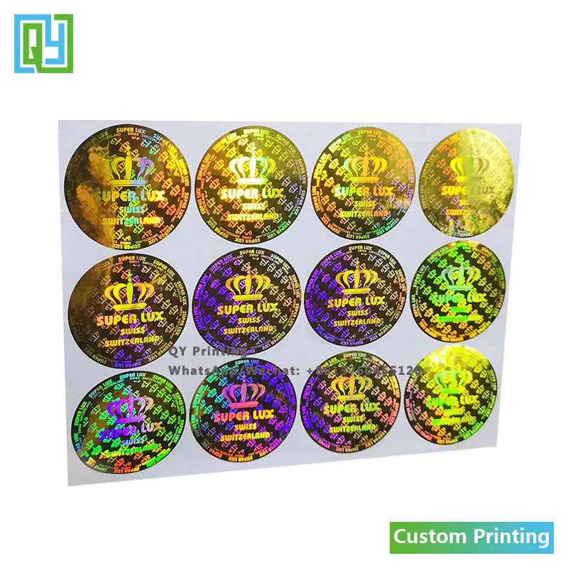 10000pcs 40x40mm 무료 배송 사용자 정의 인쇄 3D 황금 호 일 홀로그램 스티커 안티 가짜 보안 레이블 골드 레이저 홀로그램 인감