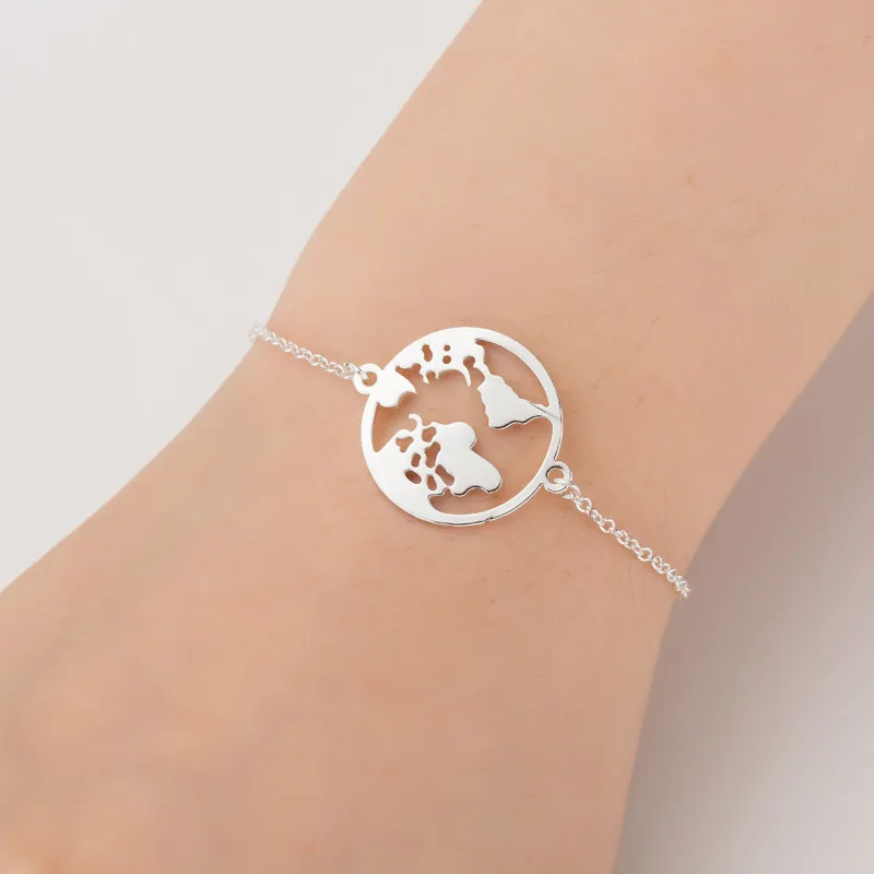 World Map Bracelet, Globe Bracelet, Travel Jewellery Gift, Wanderlust, Earth Bracelet
