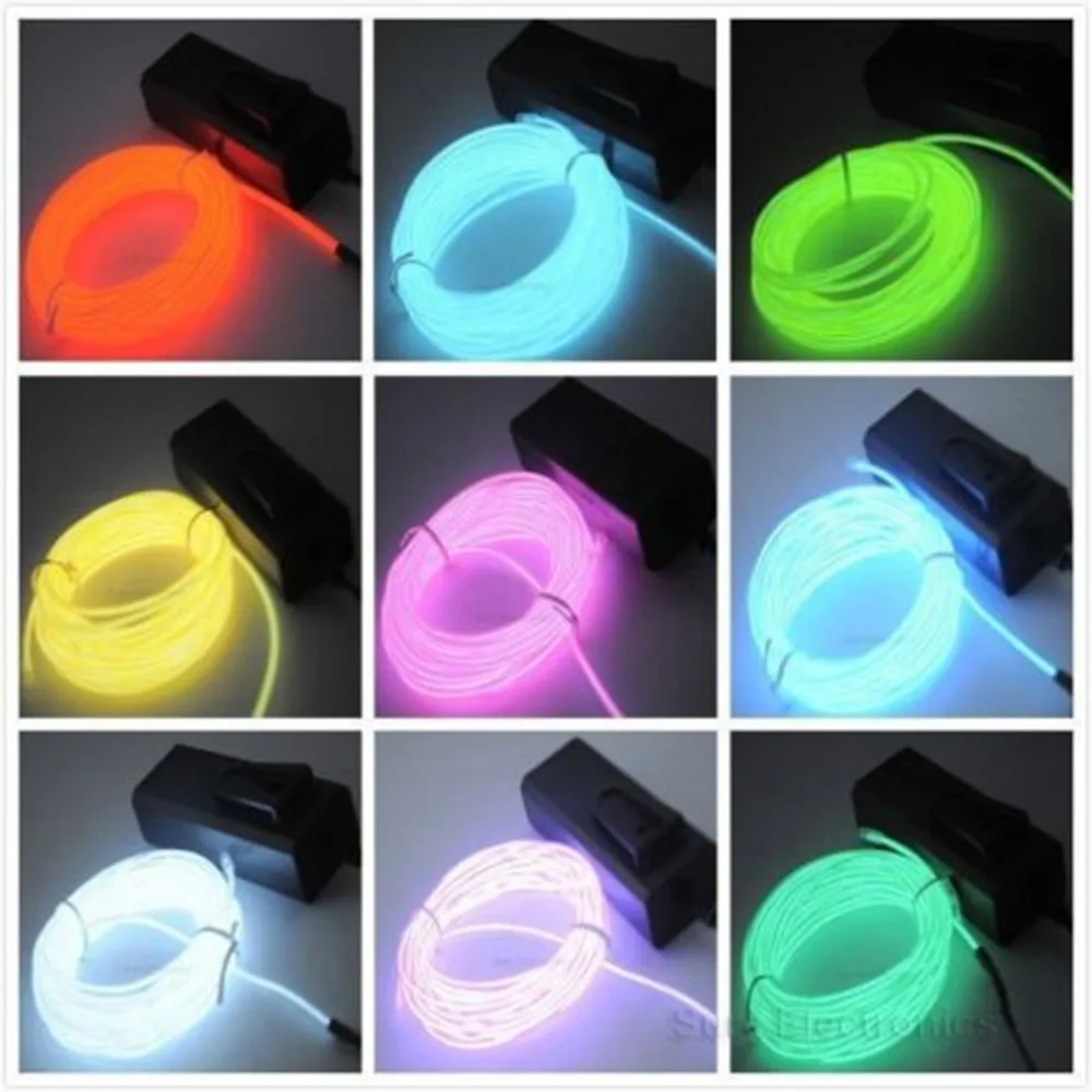 Hot 1pcs 3M Flexible EL Wire Neon Light for Dance Party Car Decor+Controller New Hot 1pcs 3M Flexible EL Wire Neon Light for Dance Party Car Decor+Controller New