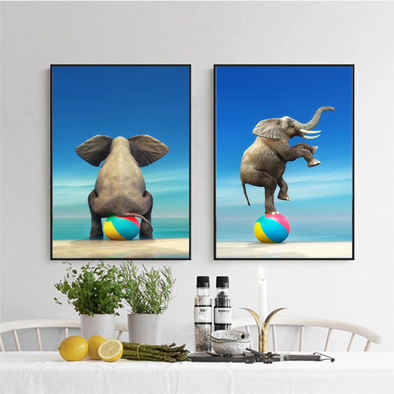 

Elephant Circus Show Modern Landscape Art Canvas Painting Print And Poster Wall Picture For Living Room Nursery Baby Room Decor