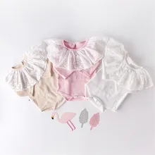 Одежда для новорожденных летняя одежда маленьких девочек ползунки кружево воротник комбинезон для новорожденных с длинным рукавом