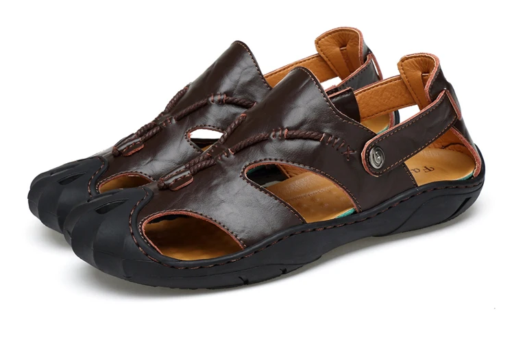 Высокое качество мужские сандалии Пояса из натуральной кожи летние Обувь Для мужчин Шлёпанцы для женщин Повседневное пляжная обувь Нескользящая sandalias