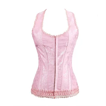 

Sapubonva halter corset top lace flower print vest corset and bustier brocade gothic shaper sexy lingerie corset women burlesque