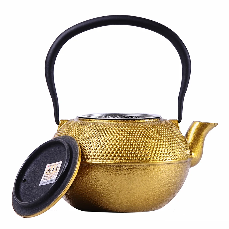 

1.2L Handmade Chinese Health Teapot Gold Particle Cast Iron Tea Pot Chinese Tea Pot metal Tea Kettle Wine Kettle Durable Teapot