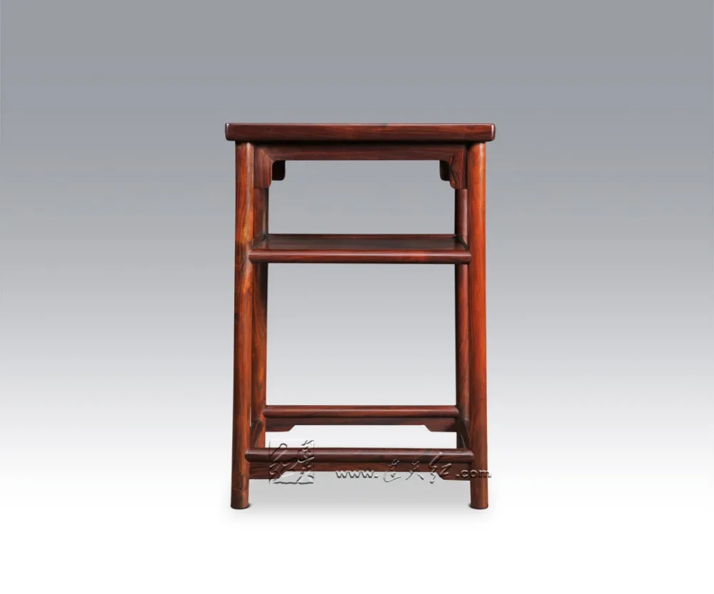 Chinese Small Tea Table Round Legs and Straight Feet with Interlayer Living Room Furniture Burma Rosewood Classical Low Desk