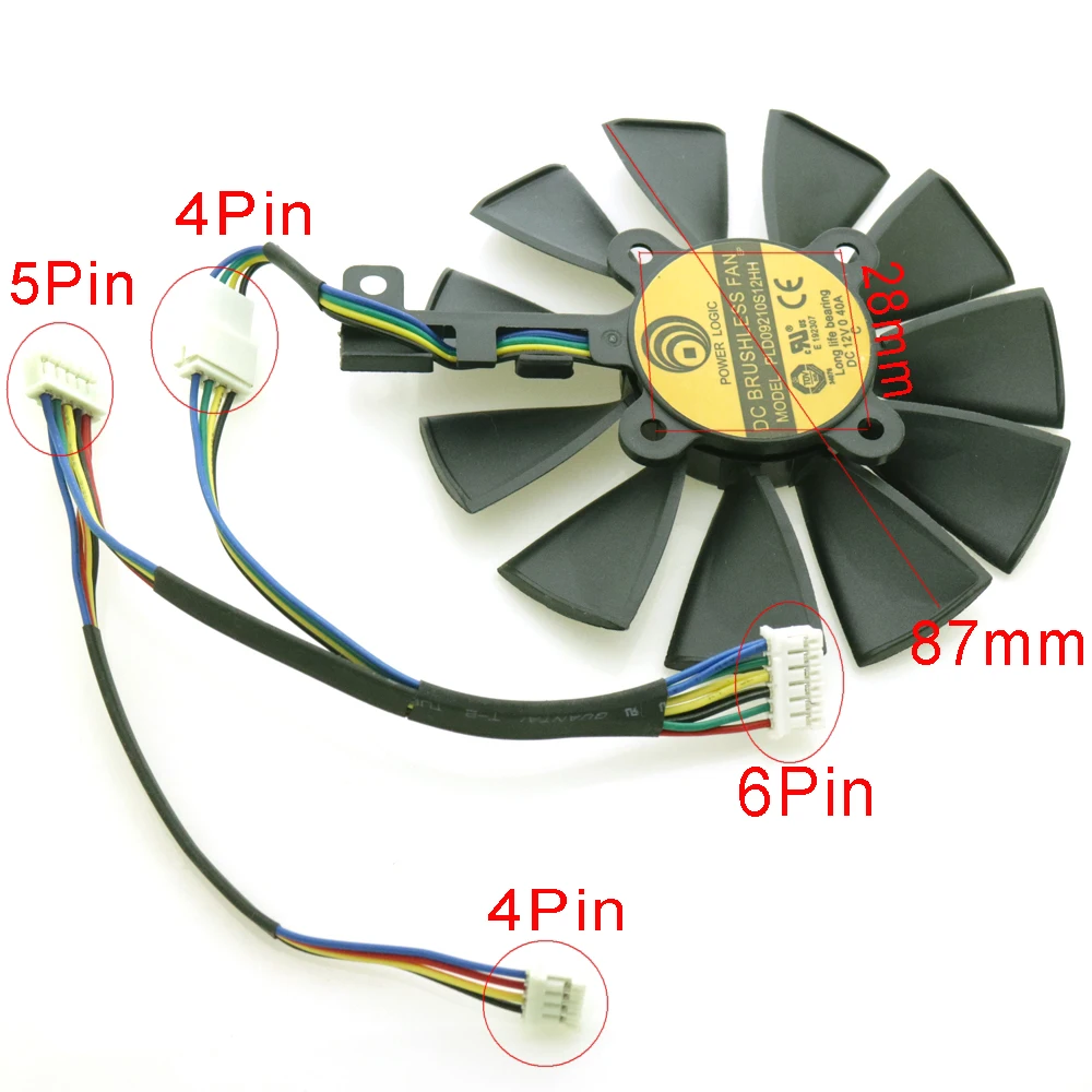 Ventilador de Refrigeração para Asus fã da Placa Novo Strix Gtx1060 oc 1070 1080 Gtx 1080ti rx 480 Rtx2060 Gráfica 87mm Pld09210s12hh Pld09210s12m - Imagem 6