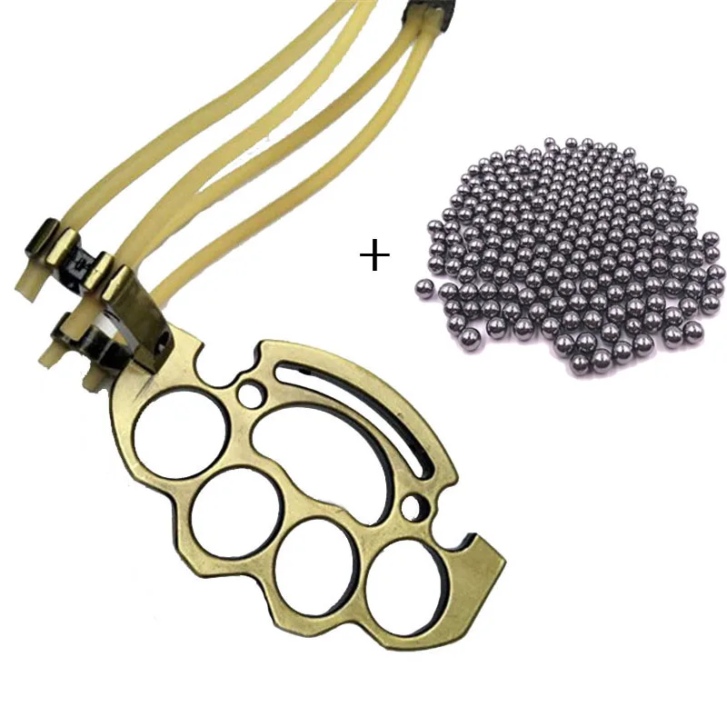 

Powerful outdoor hunting slingshot with rubber band tube+steel mud balls PU leather catapult professional tactical shooting ball