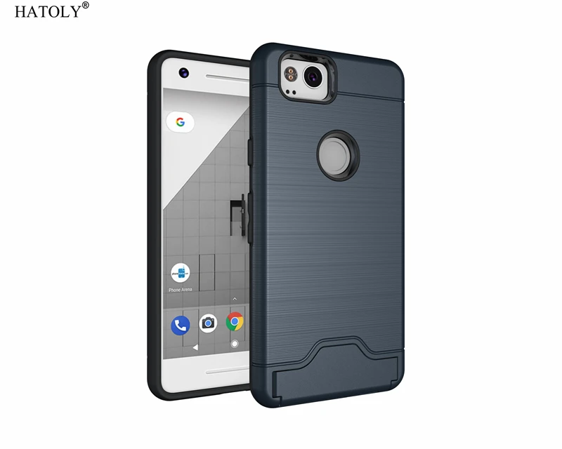 

HATOLY For Google Pixel 2 Case Pixel 2 Armor Soft TPU Silicone Hard Case For Google Pixel 2 Cover with Card holder & kickstand