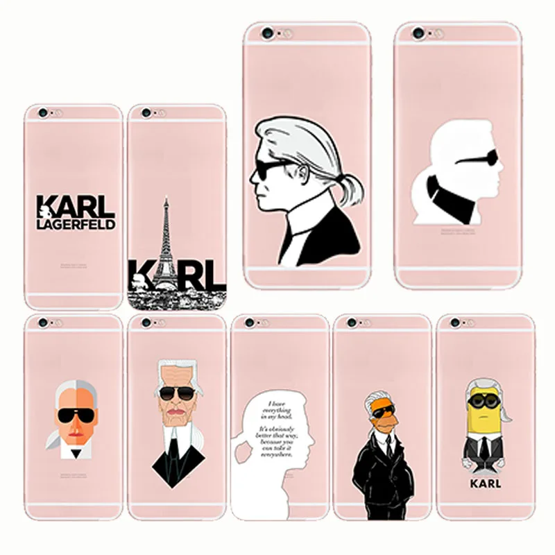 Fashion Karl Lagerfeld Green Soft Silicon TPU Case Cover for iPhone 6 6S 7 8 Plus