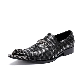 

Size 37-46 Free Shipping Personalized Iron Pointed Toe Fashion men wedding shoes Genuine Leather autumn Boots men clubwear