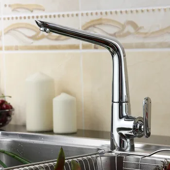 

Kitchen sink faucet copper single-hole hot and cold sink faucet kitchen faucet can rotate Lu5094