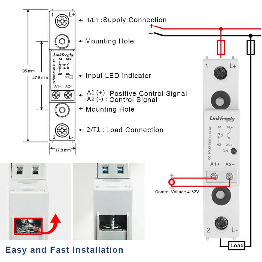 TRD600D25L тепловой радиатор SSR твердотельное реле Din Rail 25A 24-600VDC выход 5 в 12 В 24 В DC вход Автоматизация триггера реле питания