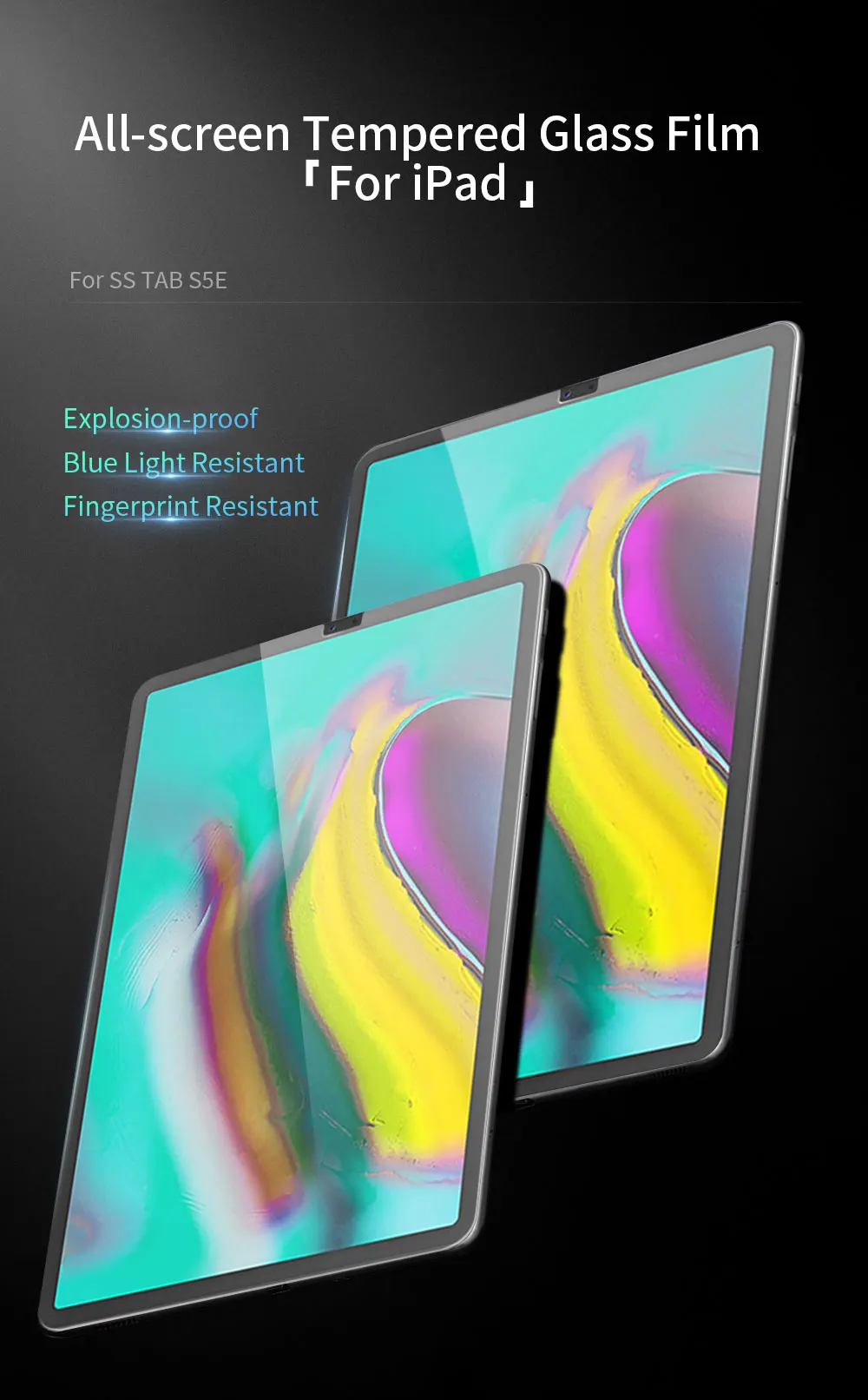 Закаленное стекло для Samsung Galaxy Tab S5E стеклянная пленка для экрана Защита от отпечатков пальцев синяя светостойкая HD полное покрытие