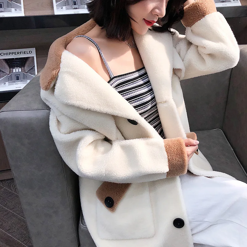 

Real Fur Coat Wool Jacket Autumn Winter Coat Women Clothes 2019 Korean Vintage Streetwear Tops Sheep Shearling Abrigo Mujer 3285