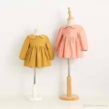 New Fall Kids Girls Candy Cotton Trench Dress Fall Winter Lapel Neckline Princes Holiday Party Dress Christmas Dress
