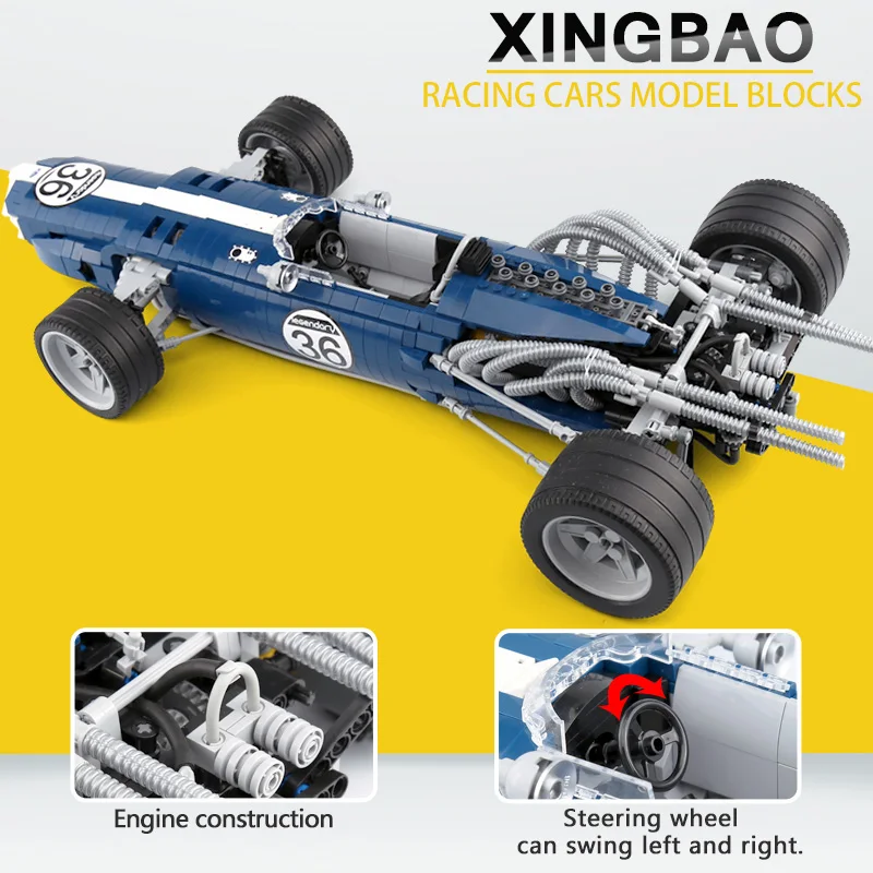 XINGBAO 03022 Technic The F1 Blue Racing Car Set Building Blocks Bricks Game Educational Kids Toys DIY Birthday Gift