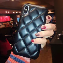 IPhone 11 Pro Max Xs Max Xr X 10 8 7 6 6s artı SE 2020 kafes izgara yumuşak deri kapak lüks pürüzsüz dokunmatik kadınlar için(China)