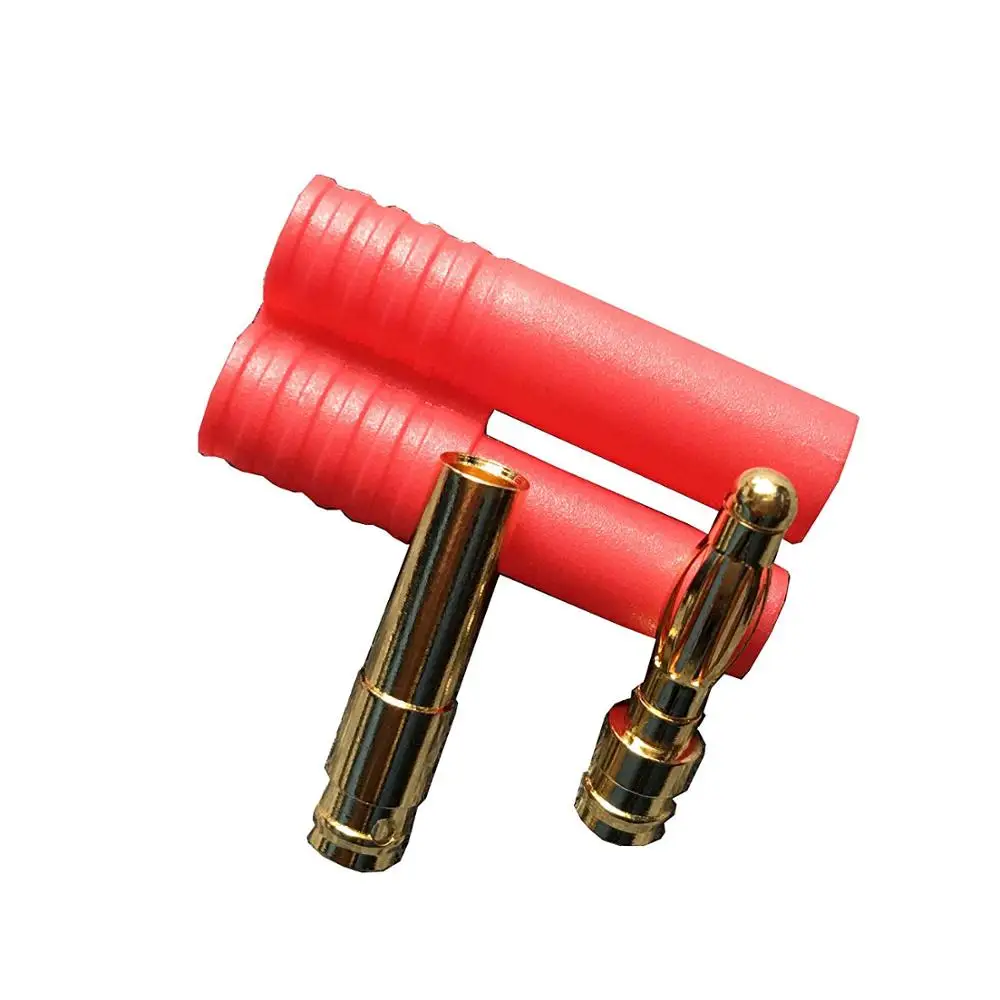 

1pair/Set Gold Plated Banana Plug HXT 4mm Banana Plugs with Red Housing for RC ESC LIPO Battery Motor FPV
