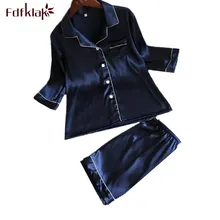 Fdfklak женские пижамы с длинными рукавами, шелковые женские пижамы, повседневные пижамные комплекты из двух предметов, весенне-Летняя женская пижама