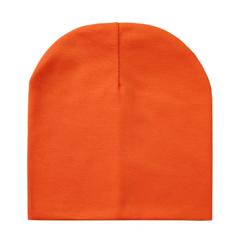 Хлопковые шапочки для детей, одноцветные Детские шапочки, Детские шапочки для мальчиков и девочек, детские зимние шапочки для мальчиков - Цвет: Оранжевый
