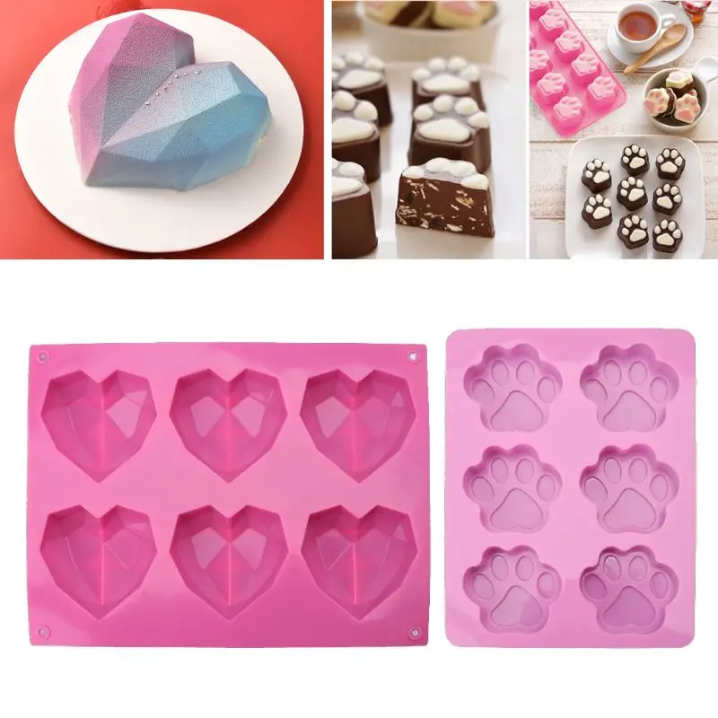 3D Diamond Love Сердце Силиконовая форма формы для выпечки губка торты шифон мусс ювелирных изделий