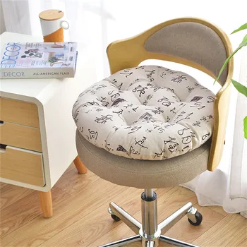 

Calligraphic Print Flax Chair Cushion Round Cotton Upholstery Soft Padded Cushion Pad Office Home Or Car Seat Cushion L531