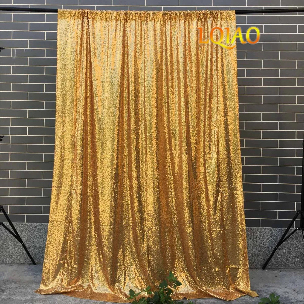 

LQIAO Gold Sequin Backdrop Curtain 4x10ft Sparkly Sequin Fabric Photo Booth Backdrop Curtain Wedding Birthday Party Decoration