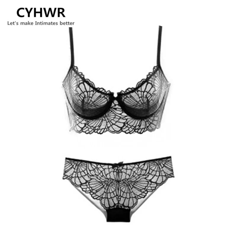 

CYHWR brief sets sexy Ultrathin and transparent sexy lace embroidery underwear sets women lace brassiere lingerie bra set