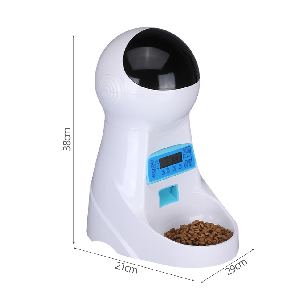 Автоматическая кормушка для питомца запись голоса/ЖК-экран чаша для средних небольших дозаторов собак кошек 4 раза в день - Цвет: Белый