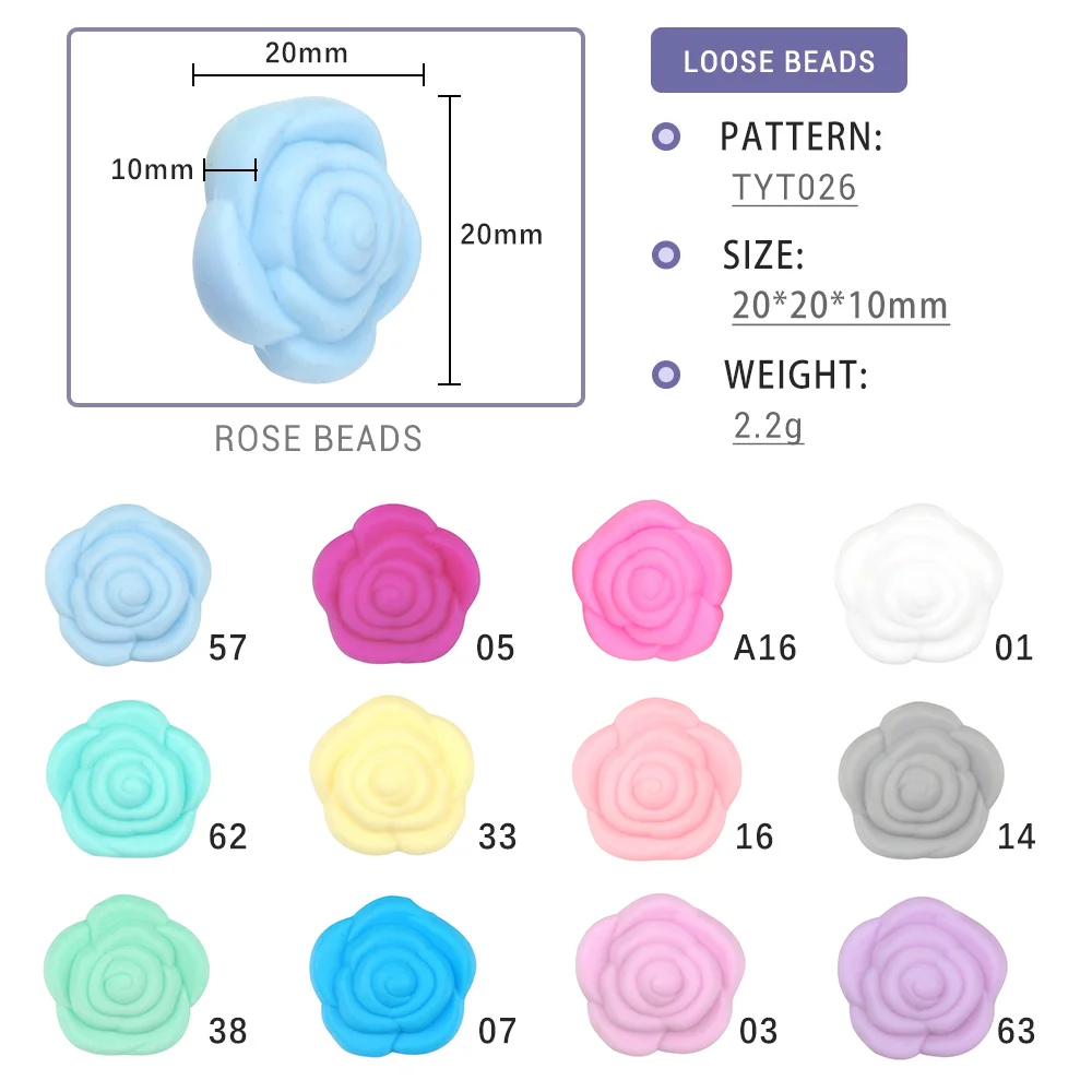 

Beads Silicone Teething Baby Chew Rose Silicone Beads Without BPA ,DIY Newborn Nursing Gifts Flower Silicone Beads For Necklace