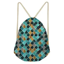 ThiKin 2019 New Fashion Women Backpack 3D Mermaid Scale Print Travel Softback Women Mochila Drawstring Bag Girls Backpack