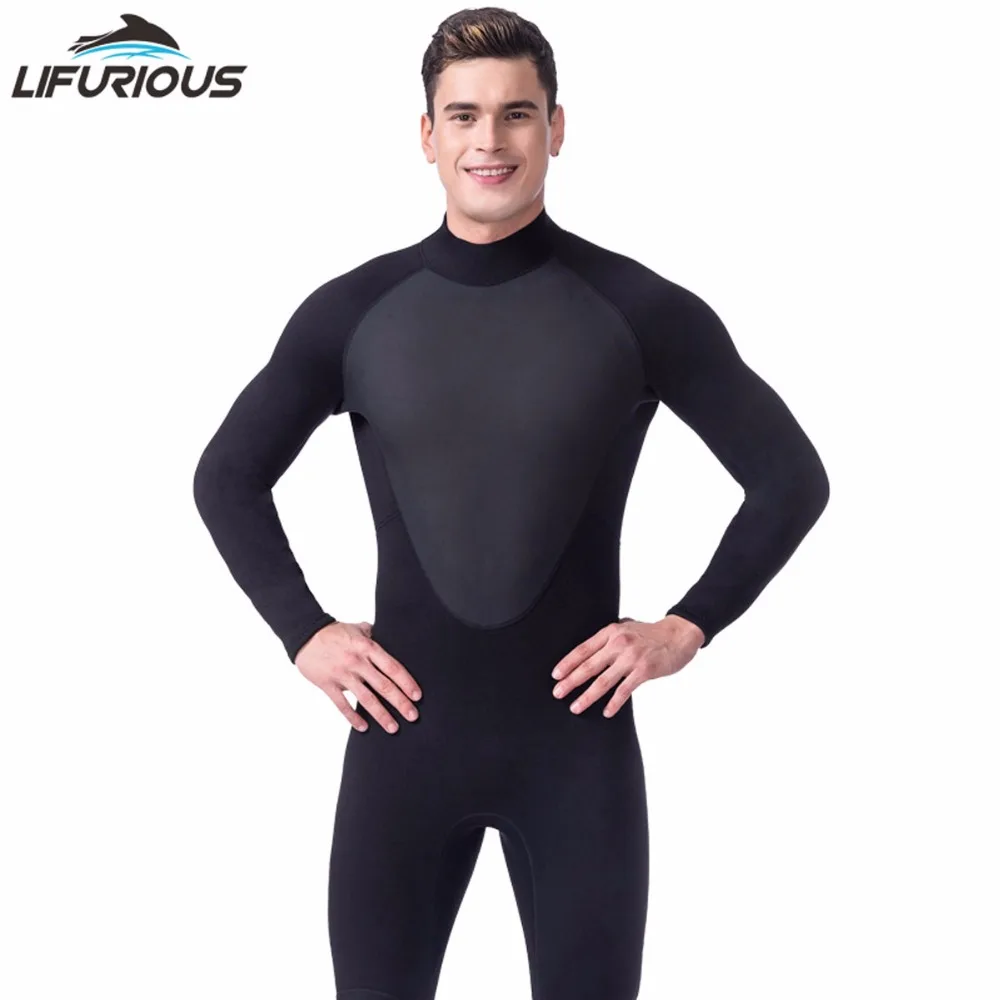 

Hot LIFURIOUS Brand Spearfishing Surf Swim Equipment Swimwear Black 3mm Full Body Neoprene Scuba Dive Wetsuit Men Diving Suit