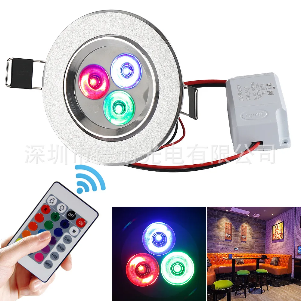 Rgb LED-светильник 3 Вт отверстие Размеры 70 мм 220 В для отдыха и вечеринок ночной бар декоративного освещения пульт дистанционного управления в